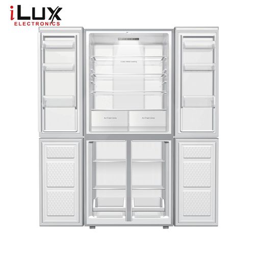 Ilux Réfrigérateur Américain 4 Battants - No Frost - ILFA485 - 485 L - Gris - 6 Mois Garantie