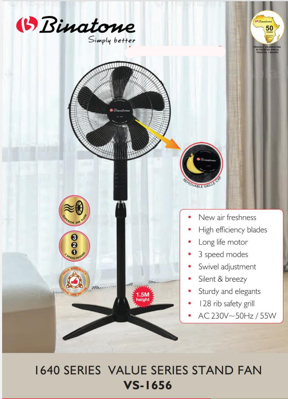Ventilateur VS-1656 - 16 Pouces - Binatone - 3 Vitesses