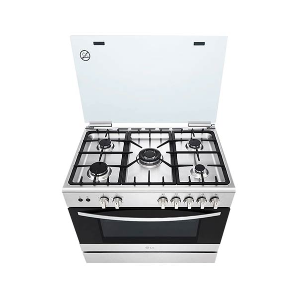 LG FA415RMA CUISINIERE A GAZ 5 FEUX-DOUBLE FOUR TOUT INOX SECURITE TOTALE SYSTEME DE CHAUFFAGE COMBINE ROTISSOIRE