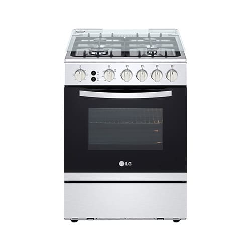 CUISINIERE A GAZ 4 FEUX- DOUBLE FOUR- TOUT INOX SECURITE TOTALE SYSTEME DE CHAUFFAGE COMBINE ROTISSOIRE LG FA211RMA
