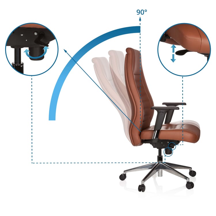 Chaise de bureau / fauteuil de bureau VITORO cuir synthétique marron