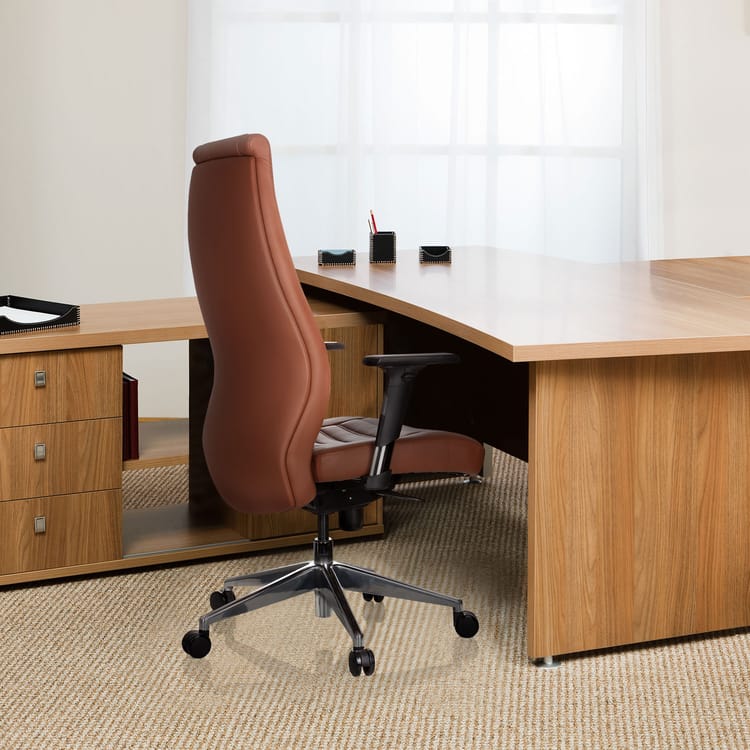 Chaise de bureau / fauteuil de bureau VITORO cuir synthétique marron