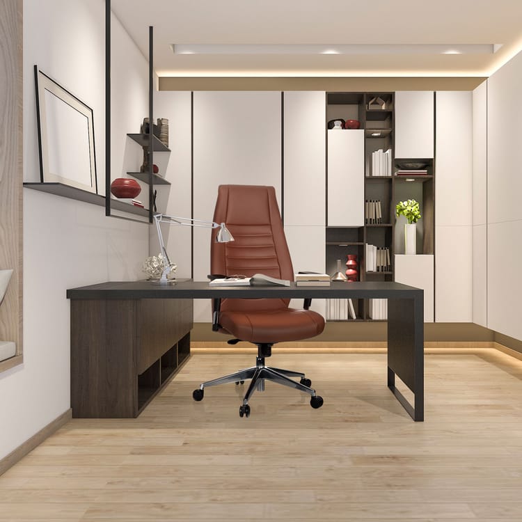 Chaise de bureau / fauteuil de bureau VITORO cuir synthétique marron