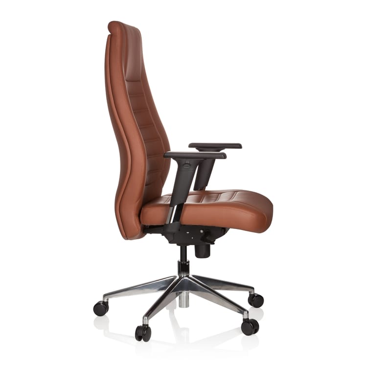 Chaise de bureau / fauteuil de bureau VITORO cuir synthétique marron