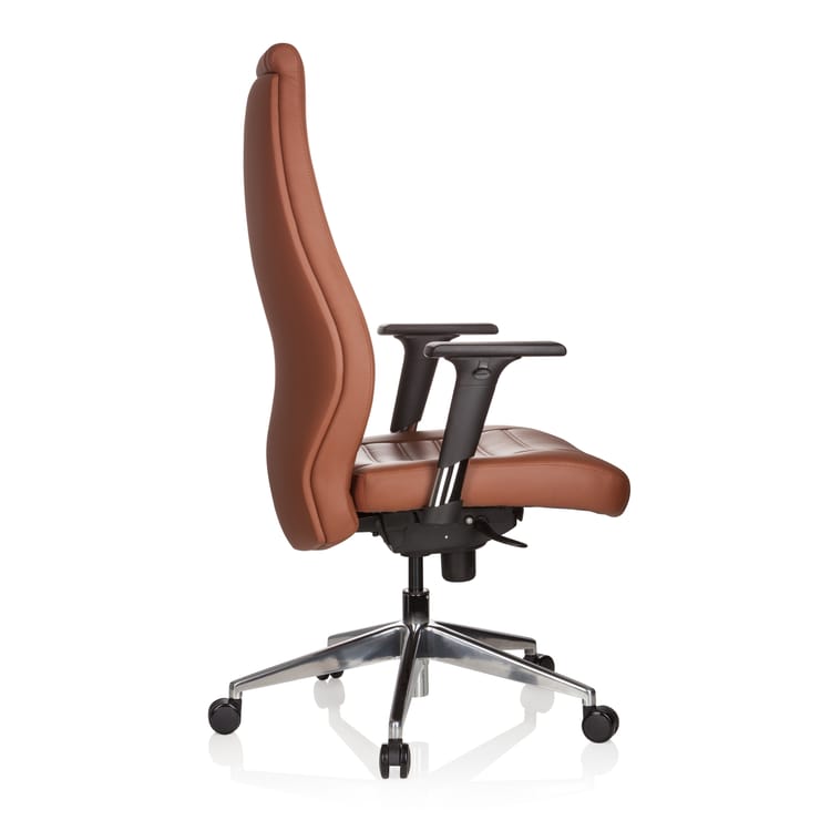 Chaise de bureau / fauteuil de bureau VITORO cuir synthétique marron