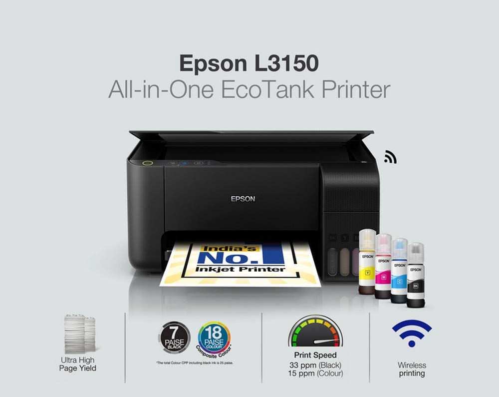 Epson EcoTank L3150 Imprimante à réservoir d'encre tout-en-un Wi-Fi -Noir