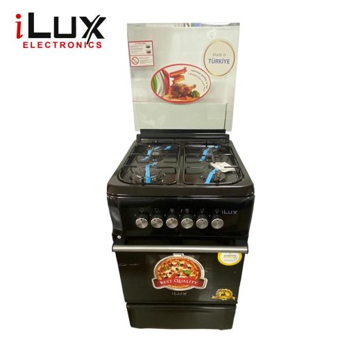 Ilux Cuisinière - Gaz 4 Feux LXG-50CB - Inox - Garantie 6 Mois