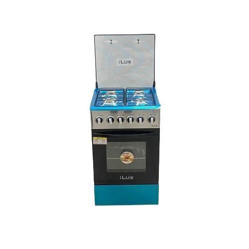 Ilux Cuisinière - Gaz 4 Feux LXG-60SB - Inox//Noir - Garantie 6 Mois