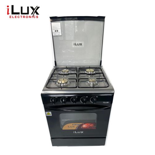 Ilux Cuisinière - Gaz 4 Feux LXG-72B - Noir - Garantie 6 Mois