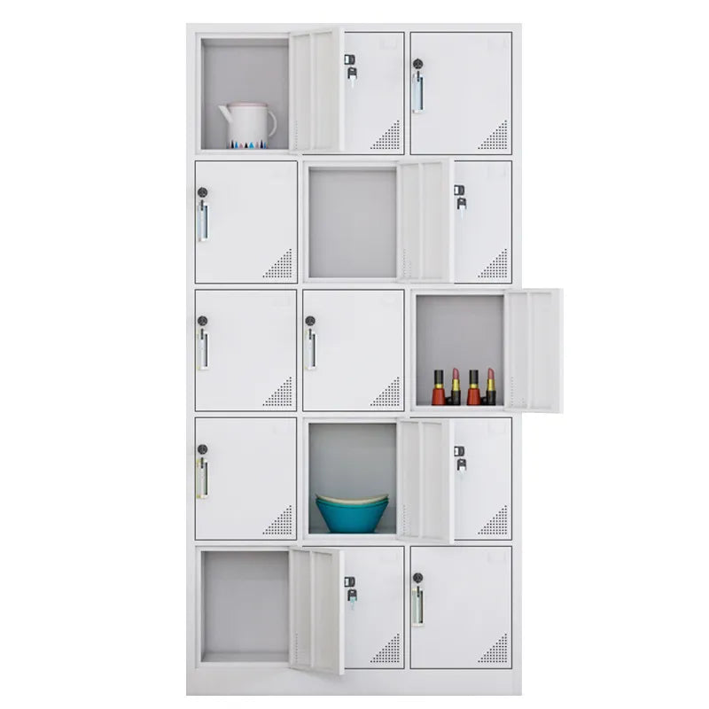 15 Portes Casiers Vêtements Casiers Acier Gymnase École Bureau Rangement Casiers