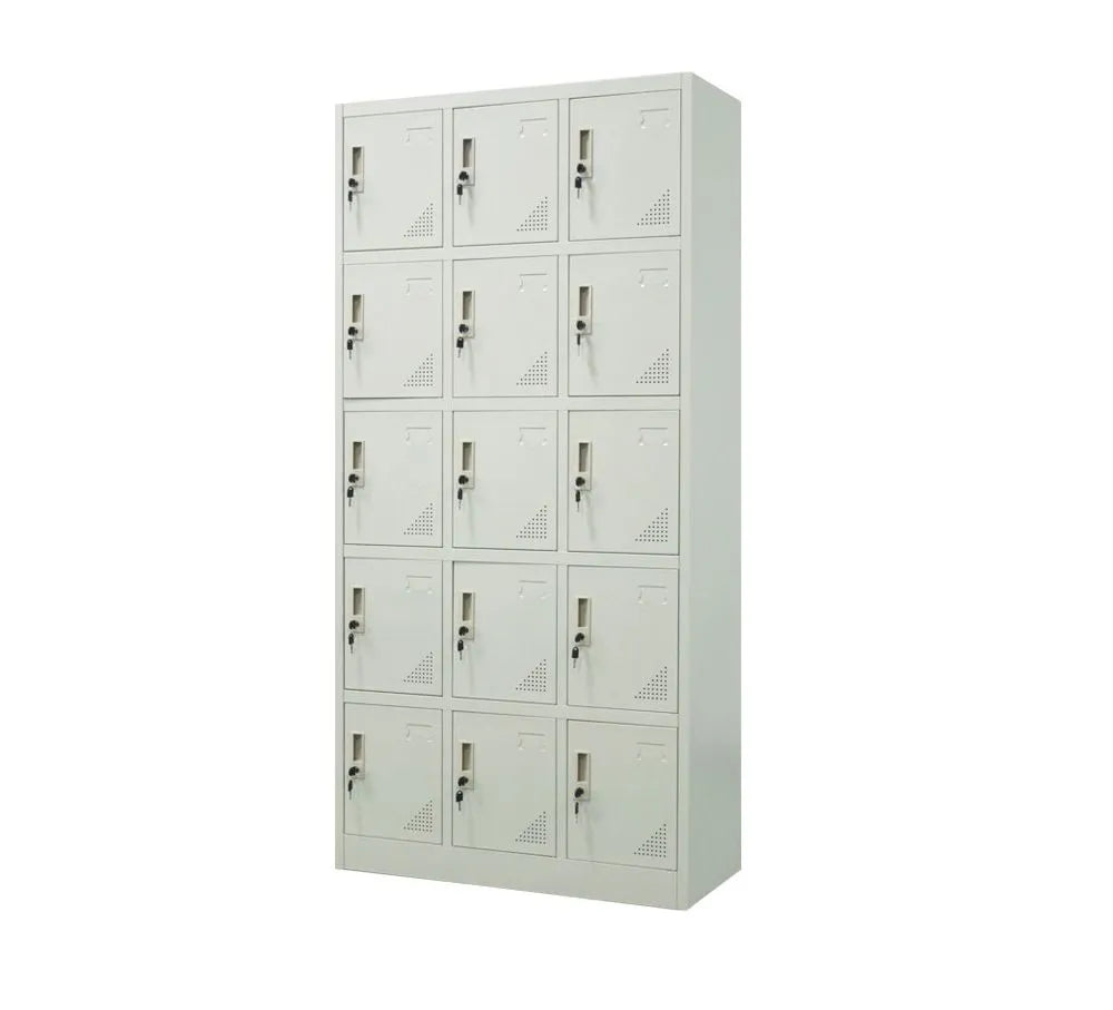 15 Portes Casiers Vêtements Casiers Acier Gymnase École Bureau Rangement Casiers