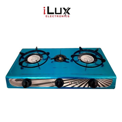 Ilux Cuisinière à Gaz - Réchaud 3 Feux - LXG-7403-SX95 - Argent