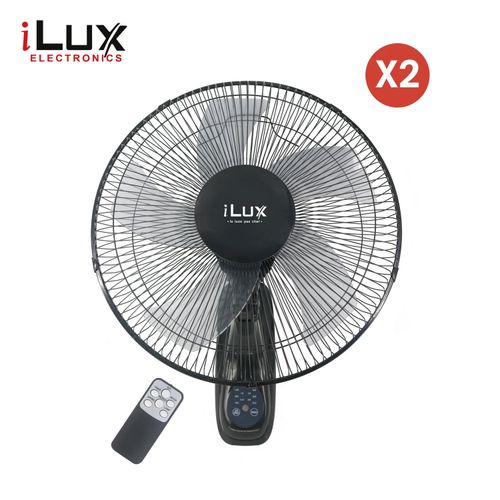 Ilux 2 Ventilateurs Muraux 16 Pouces Avec Télécommande LXF-826 - 5 Hélices - Noir