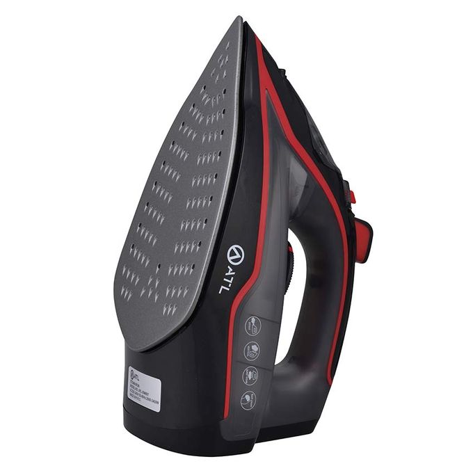 ATL Fer A Repasser Atl A Vapeur 2200W - Noir Rouge - Fonction Self Cleaning - Cordon Flexible 360° - Protection Contre Surchauffe