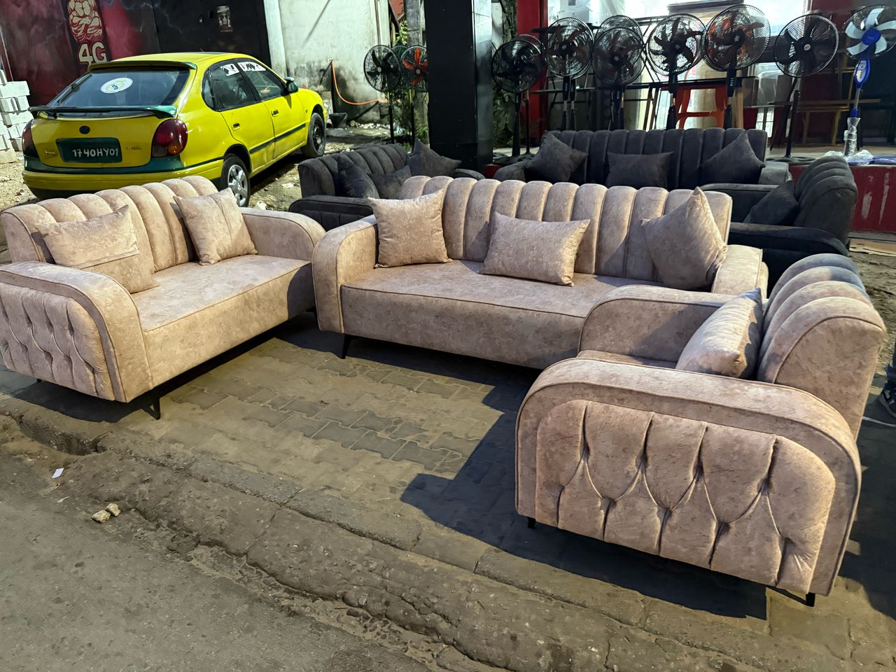 Ensemble Fauteuil Salon 3 pièces Marron