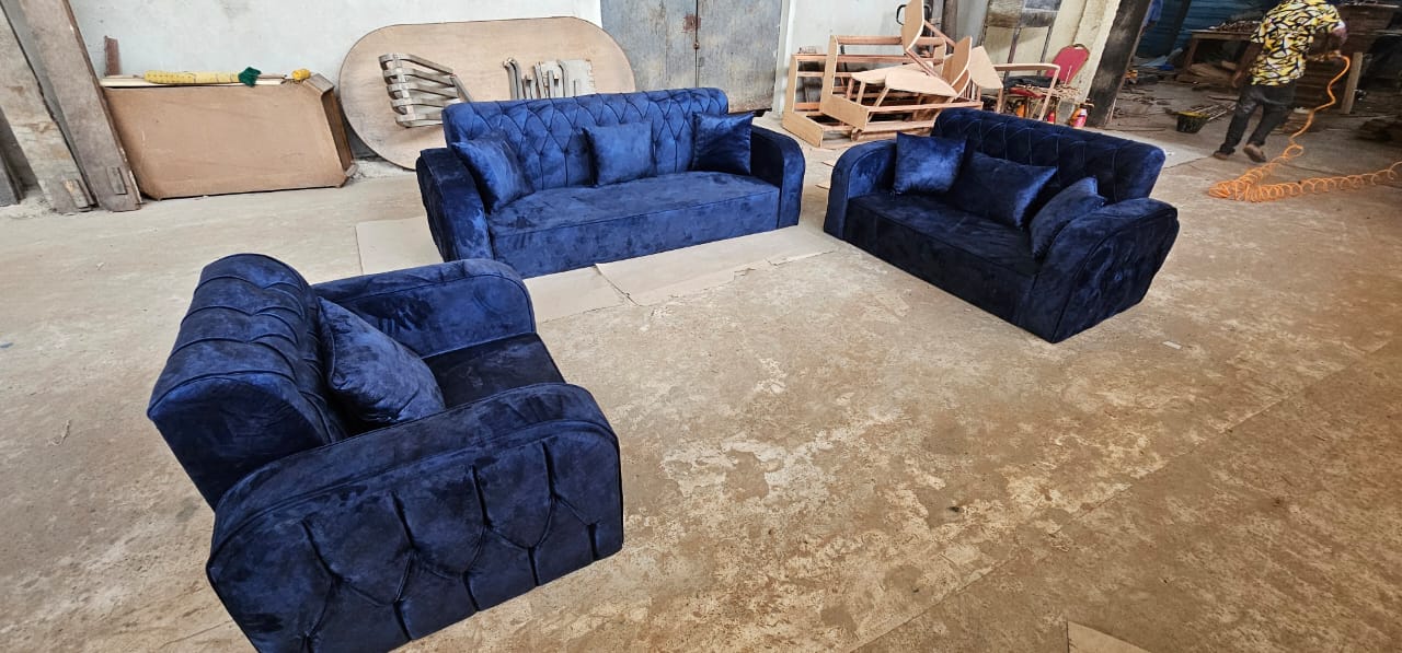 Ensemble Fauteuil Salon 3 pièces Bleu(2 grands 1 petit)