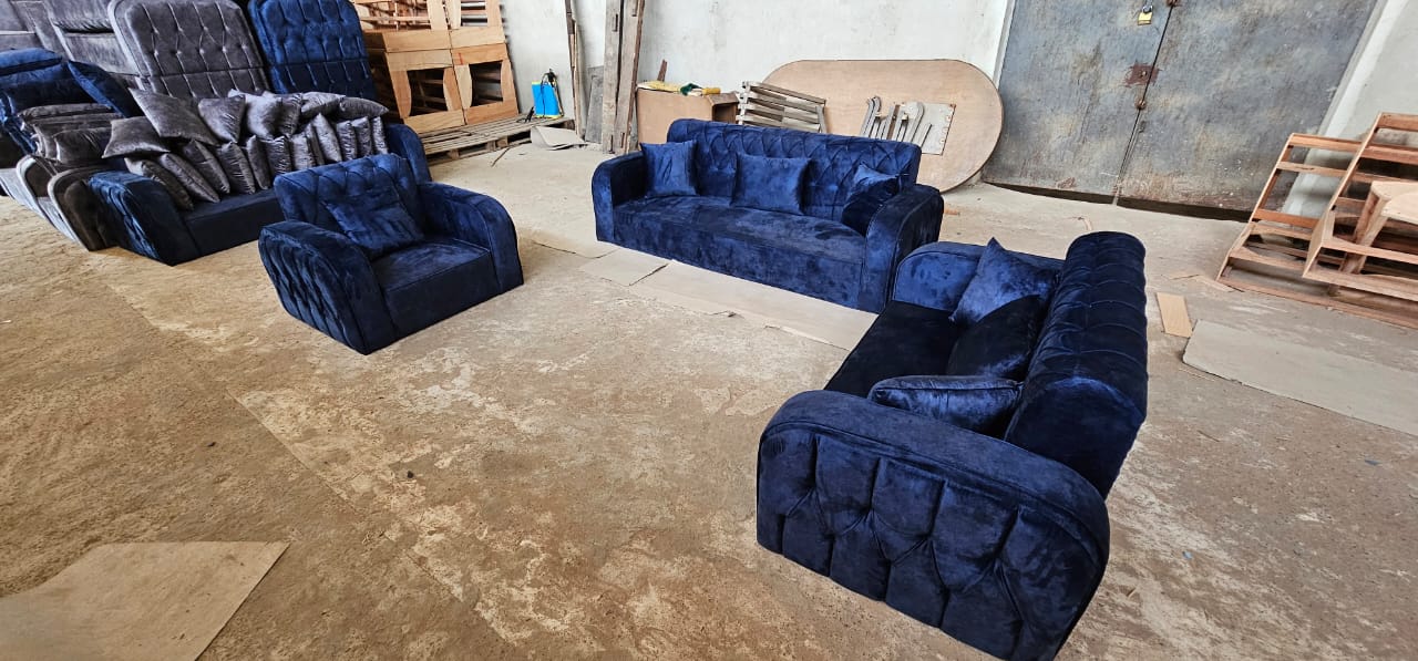 Ensemble Fauteuil Salon 3 pièces Bleu(2 grands 1 petit)