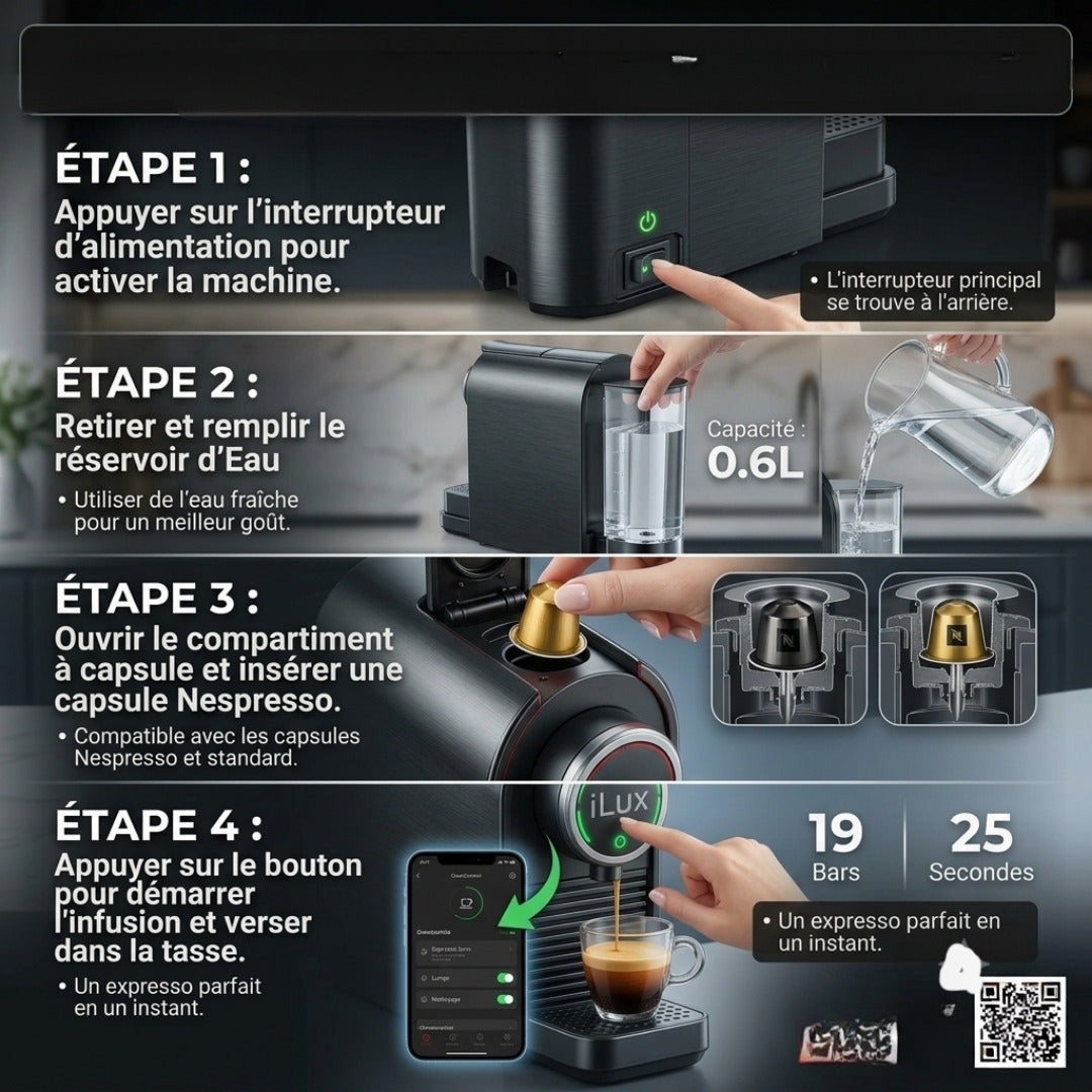 Ilux Machine à Café à Capsule - LXCM-6633 - 1400W - Noir