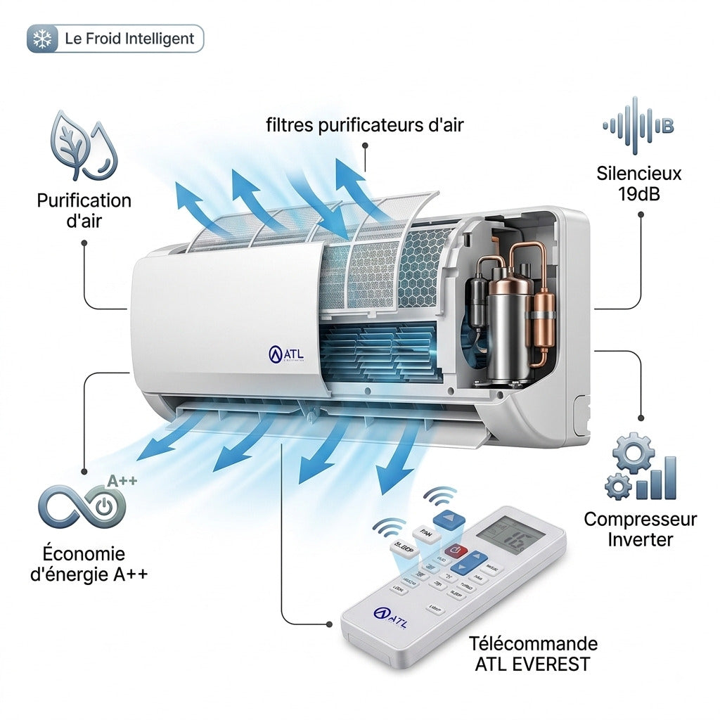 Climatiseur Split ATL Everest 12 000 BTU – 1,5 CV