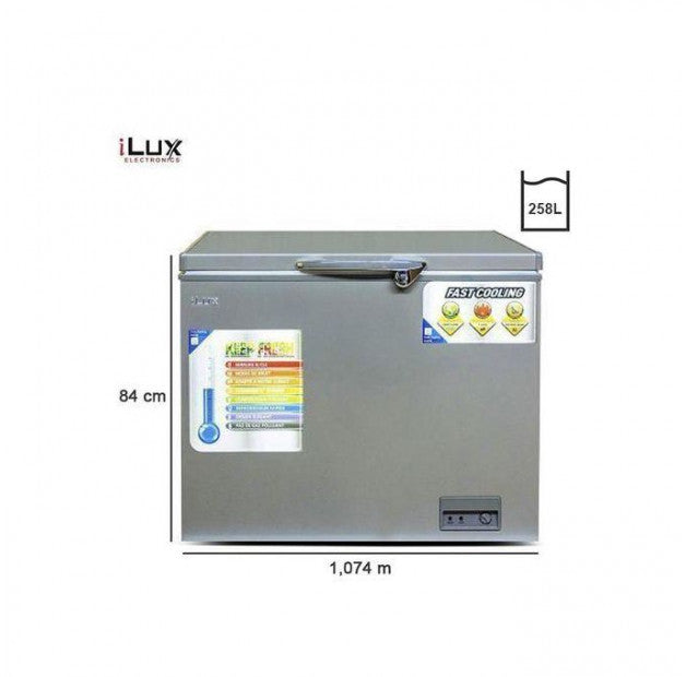 Ilux Congélateur Coffre ILCH258 - 258 L - Gris - Garantie 6 Mois