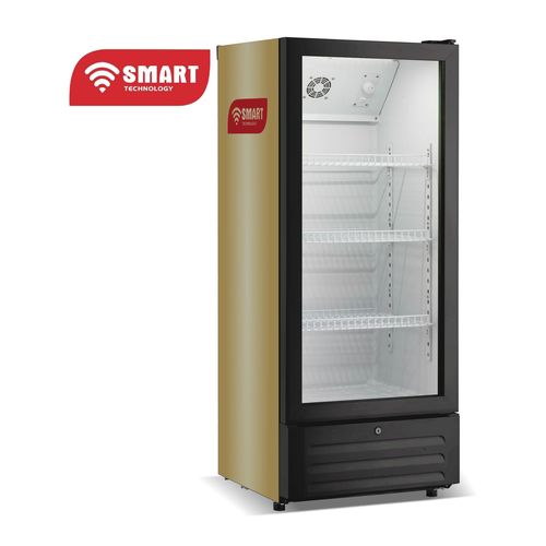 SMART TECHNOLOGY Refroidisseur Vertical Vitré Smart 170L (STCDV-490)- 4Tiroirs/ Avec Grille à L'arrière/ Orange-Blanc- Garantie 03