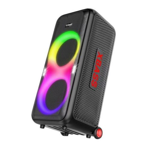 SMART TECHNOLOGY Haut-Parleur Rechargeable -STHP-0100E -1000W- 2x10'' – Bluetooth – USB – AUX – 2xMicros – Télécommande – Noir