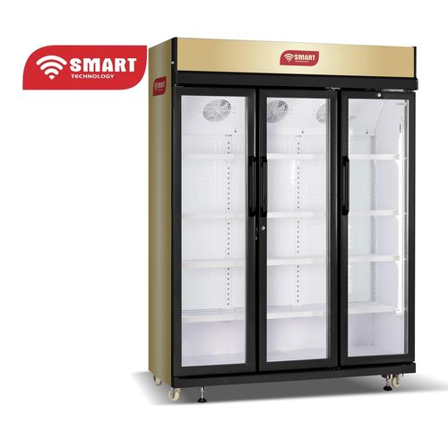 SMART TECHNOLOGY Refroidisseur Vertical Vitré 3 Battants - STCDV-3300 - Avec Clef - 923L - Blanc-Noir - 03 Mois De Garantie