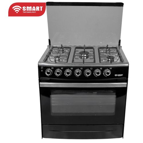SMART TECHNOLOGY Cuisinière Couleur Noir 5 Feux Automatique Avec FOUR 80x50 Smart (STC-8050BC)-Garantie 3 Mois