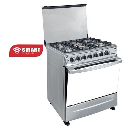 SMART TECHNOLOGY Cuisinière Couleur Silver 5 Feux Automatique Avec FOUR 80x60 Smart (STC-8060SC)-Garantie 3 Mois
